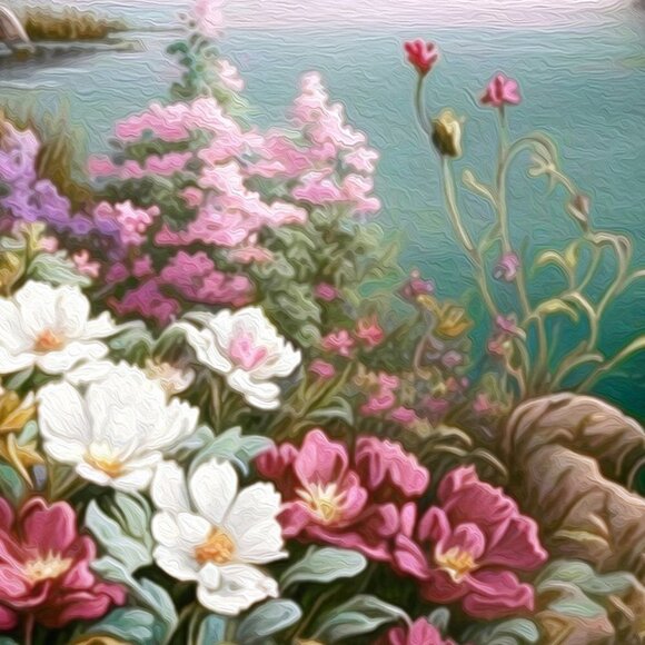 16x20 Floral Landscape Mountains Oil Painting Art‎ Print - Picture 6 of 7